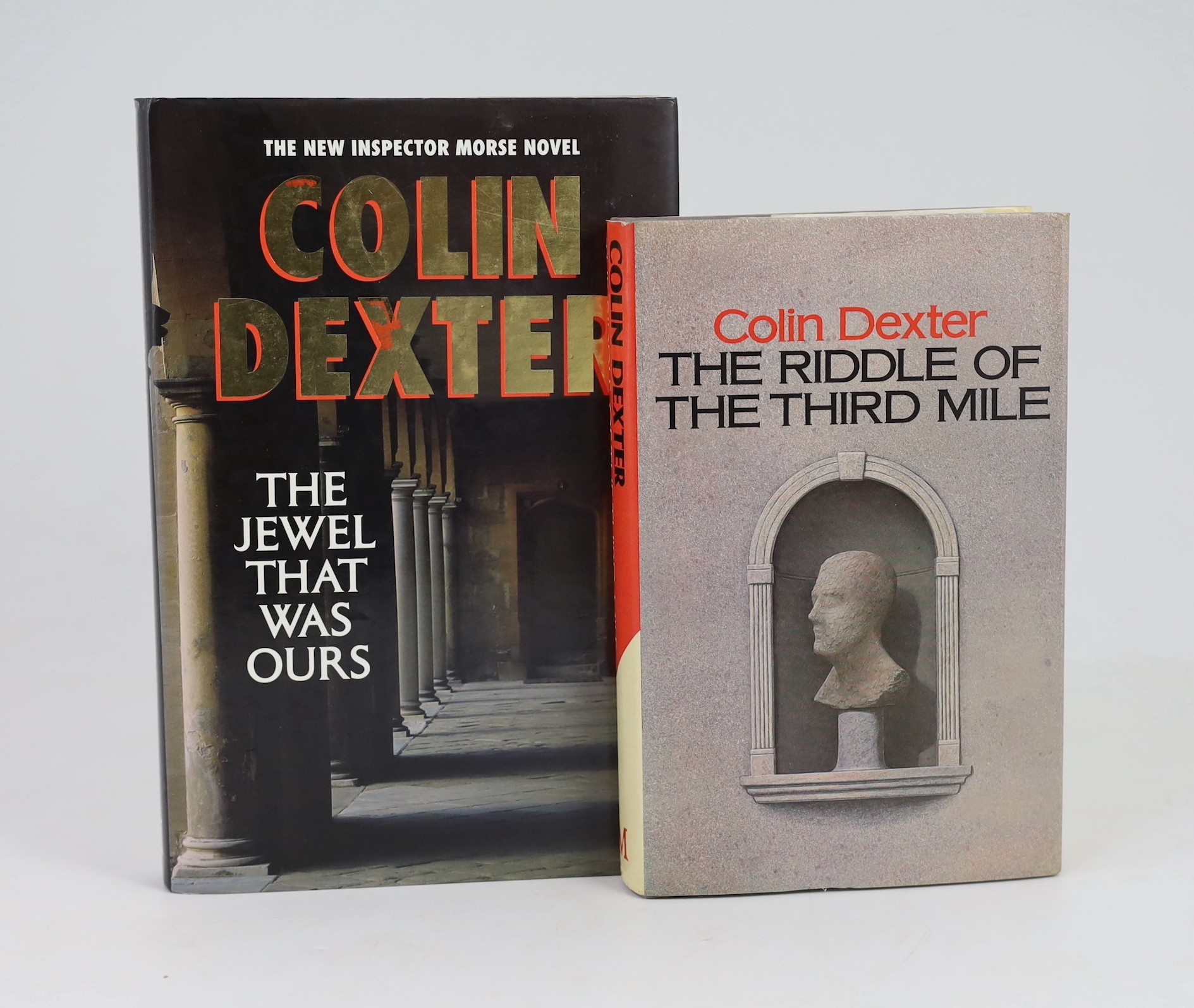 Dexter, Colin - 2 works - The Riddle of the Third Mile, 1st edition, signed on title page by the author, 8vo, original cloth in unclipped d/j, Macmillan, London, 1983 and The Jewel That Was Ours, 1st edition, signed on t